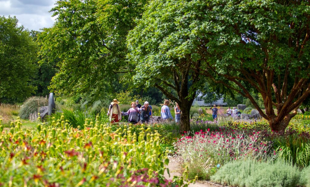 Walking meditation in the gardens