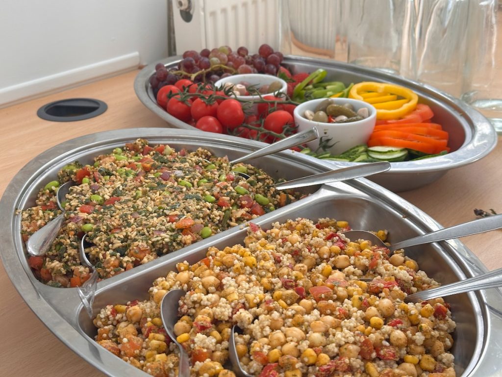 Vegan dishes on the buffet table